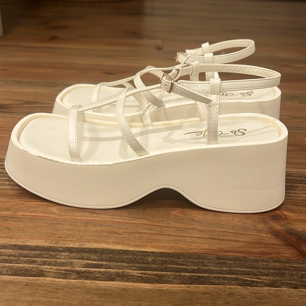 White Wedge Sandals